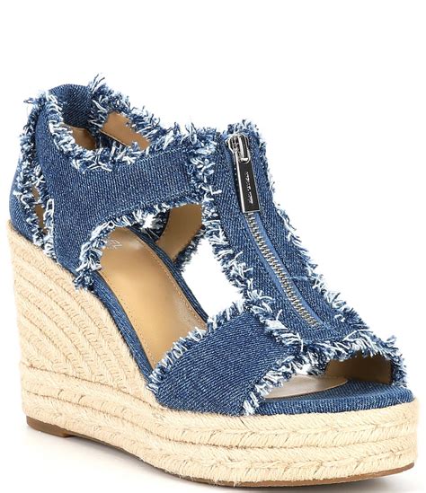 michael michael kors berkley t-strap sandals|michael kors denim wedges.